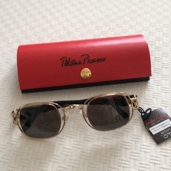 Paloma Picasso Accessories - Paloma Picasso Square Tortoise Goldtone Sunglasses